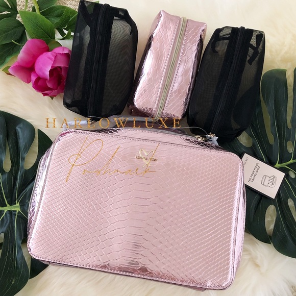 Victoria's Secret Handbags - 💓VICTORIAS SECRET💓 4pc Pink Python Travel Case